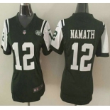 Nike New York Jets #12 Joe Namath Green Game Womens Jersey