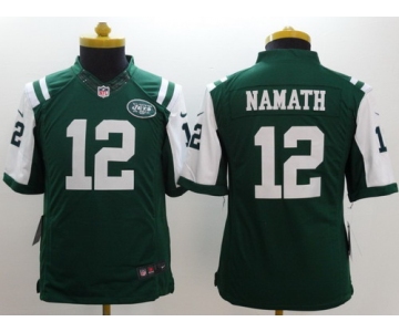 Nike New York Jets #12 Joe Namath Green Limited Kids Jersey