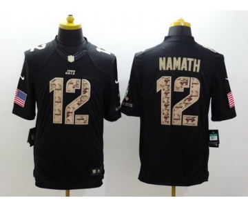 Nike New York Jets #12 Joe Namath Salute to Service Black Limited Jersey