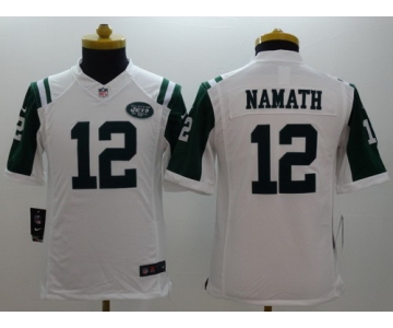 Nike New York Jets #12 Joe Namath White Limited Kids Jersey