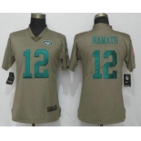 Women's New York Jets #12 Joe Namath Olive 2017 Salute To Service Stitched NFL Nike Limited Jersey