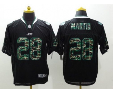Men's New York Jets #28 Curtis Martin Black With Camo Fashion NFL Nike Elite Jersey