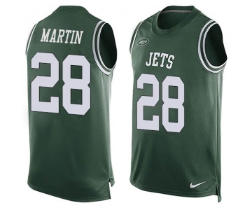 Men's New York Jets #28 Curtis Martin Green Hot Pressing Player Name & Number Nike NFL Tank Top Jersey