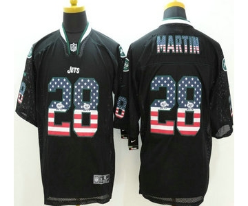 Men's New York Jets #28 Curtis Martin Nike 2015 USA Flag Fashion Black Elite Jersey
