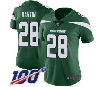 Nike Jets #28 Curtis Martin Green Team Color Women's Stitched NFL 100th Season Vapor Limited Jersey
