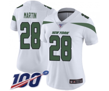 Nike Jets #28 Curtis Martin White Women's Stitched NFL 100th Season Vapor Limited Jersey