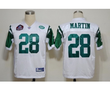 Reebok New York Jets #28 Curtis Martin Hall of Fame White Throwback Jersey
