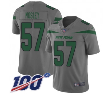 Nike Jets #57 C.J. Mosley Gray Men's Stitched NFL Limited Inverted Legend 100th Season Jersey