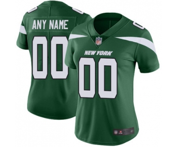 Customized New York Jets Home Jersey Women's Green Vapor Untouchable Football Limited Jersey