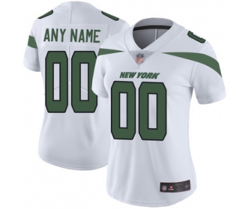 Customized New York Jets Road Jersey Women's White Vapor Untouchable Football Limited Jersey