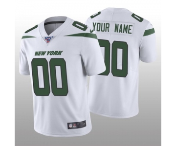Men's New York Jets Custom White Vapor Limited 100th Season Jersey