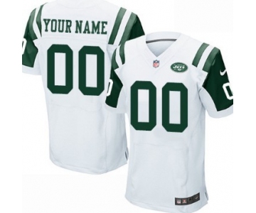 Men's Nike New York Jets Customized White Elite Jersey