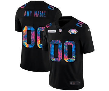 New York Jets Custom Men's Nike Multi-Color Black 2020 NFL Crucial Catch Vapor Untouchable Limited Jersey