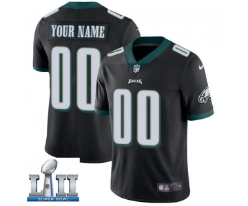 Custom Men's Nike Eagles Black Alternate Super Bowl LII Stitched NFL Vapor Untouchable Limited Jersey