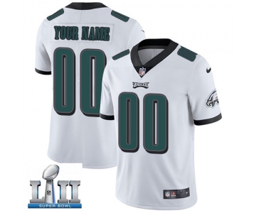 Custom Men's Nike Eagles White Super Bowl LII Stitched NFL Vapor Untouchable Limited Jersey