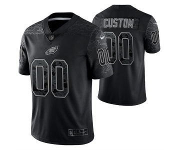 Men's Philadelphia Eagles Active Player Custom Black Reflective Limited Stitched Jersey