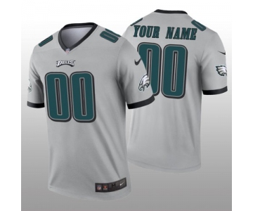 Men's Philadelphia Eagles Custom Silver Inverted Legend Jersey