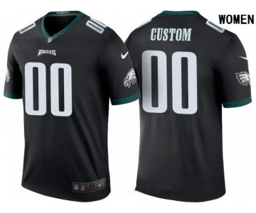 Women's Philadelphia Eagles Black Custom Color Rush Legend NFL Nike Limited Jersey