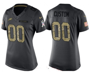 Women's Philadelphia Eagles Custom Anthracite Camo 2016 Salute To Service Veterans Day NFL Nike Limited Jersey
