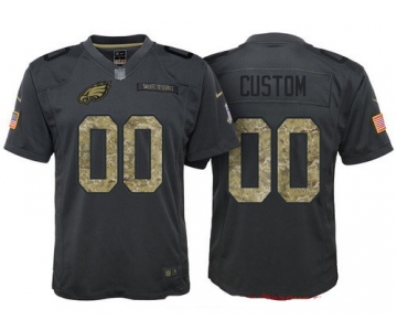 Youth Philadelphia Eagles Custom Anthracite Camo 2016 Salute To Service Veterans Day NFL Nike Limited Jersey