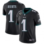 Men's Womens Youth Kids Philadelphia Eagles #1 Jalen Hurts Black C Patch Vapor Untouchable Limited Stitched NFL Jersey