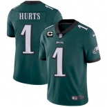 Men's Womens Youth Kids Philadelphia Eagles #1 Jalen Hurts Green C Patch Vapor Untouchable Limited Stitched NFL Jersey
