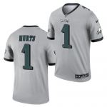 Men's Womens Youth Kids Philadelphia Eagles #1 Jalen Hurts Silver Inverted Legend Stitched Jersey