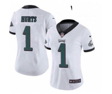 Women Philadelphia Eagles #1 Jalen Hurts Limited White Vapor Untouchable NFL Jersey