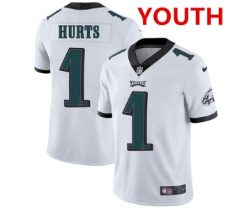 Youth Philadelphia Eagles #1 Jalen Hurts White Vapor Untouchable Limited Stitched Jersey