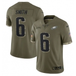 Men's Philadelphia Eagles #6 DeVonta Smith 2022 Olive Salute To Service Limited Stitched Jersey