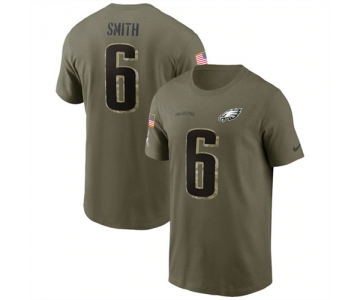 Men's Philadelphia Eagles #6 DeVonta Smith 2022 Olive Salute to Service T-Shirt