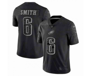 Men's Womens Youth Kids Philadelphia Eagles #6 DeVonta Smith Black Reflective Limited Stitched Jersey