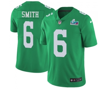Men's Womens Youth Kids Philadelphia Eagles #6 DeVonta Smith Green Super Bowl LVII Patch Stitched Limited Rush Jersey