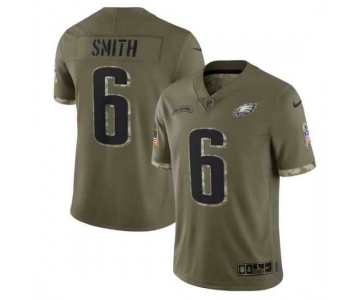 Men's Womens Youth Kids Philadelphia Eagles #6 DeVonta Smith Olive 2022 Salute To Service Limited Stitched Jersey