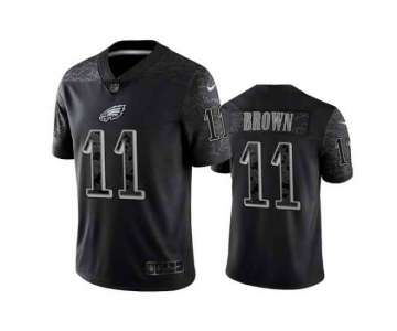 Men's Womens Youth Kids Philadelphia Eagles #11 A.J. Brown Black Reflective Limited Stitched Jersey