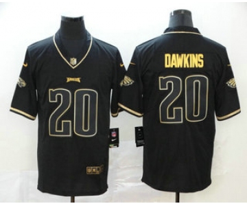 Men's Philadelphia Eagles #20 Brian Dawkins Black 100th Season Golden Edition Jersey