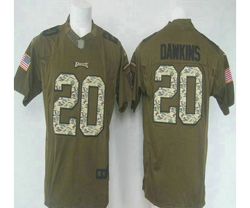 Men's Philadelphia Eagles #20 Brian Dawkins Green Salute to Service 2015 NFL Nike Limited Jersey