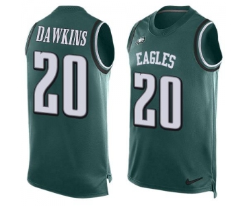 Men's Philadelphia Eagles #20 Brian Dawkins Midnight Green Hot Pressing Player Name & Number Nike NFL Tank Top Jersey