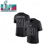 Men's Womens Youth Kids Philadelphia Eagles #20 Brian Dawkins Super Bowl LVII Patch Black RFLCTV Limited Jersey