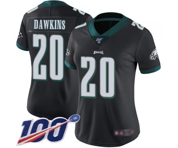 Nike Eagles #20 Brian Dawkins Black Alternate Women's Stitched NFL 100th Season Vapor Limited Jersey