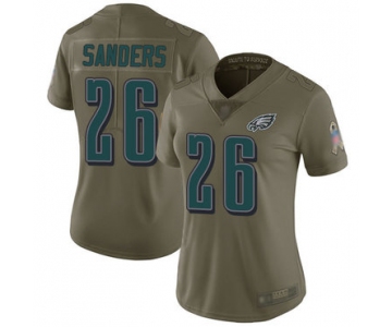 Eagles #26 Miles Sanders Olive Women's Stitched Football Limited 2017 Salute to Service Jersey