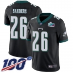 Men's Womens Youth Kids Philadelphia Eagles #26 Miles Sanders Black Super Bowl LVII Patch Alternate 100th Season Vapor Limited Jersey