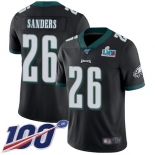 Men's Womens Youth Kids Philadelphia Eagles #26 Miles Sanders Black Super Bowl LVII Patch Alternate 100th Season Vapor Limited Jersey