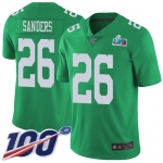 Men's Womens Youth Kids Philadelphia Eagles #26 Miles Sanders Green Super Bowl LVII Patch Limited Rush 100th Season Jersey