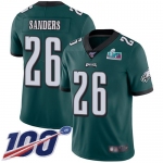 Men's Womens Youth Kids Philadelphia Eagles #26 Miles Sanders Green Team Color Super Bowl LVII Patch 100th Season Vapor Limited Jersey