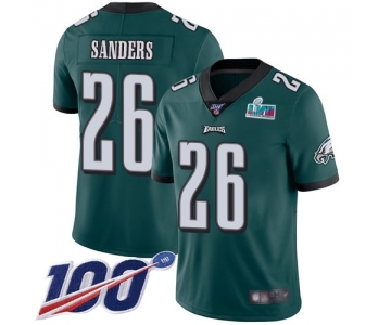 Men's Womens Youth Kids Philadelphia Eagles #26 Miles Sanders Green Team Color Super Bowl LVII Patch 100th Season Vapor Limited Jersey