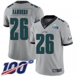 Men's Womens Youth Kids Philadelphia Eagles #26 Miles Sanders Silver Super Bowl LVII Patch Limited Inverted Legend 100th Season Jersey