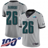 Men's Womens Youth Kids Philadelphia Eagles #26 Miles Sanders Silver Super Bowl LVII Patch Limited Inverted Legend 100th Season Jersey