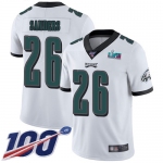 Men's Womens Youth Kids Philadelphia Eagles #26 Miles Sanders White Super Bowl LVII Patch 100th Season Vapor Limited Jersey