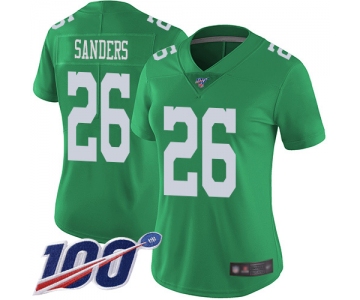 Nike Eagles #26 Miles Sanders Green Women's Stitched NFL Limited Rush 100th Season Jersey
